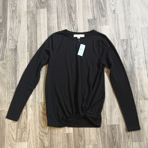 LOFT twist-front black long sleeve shirt/ blouse